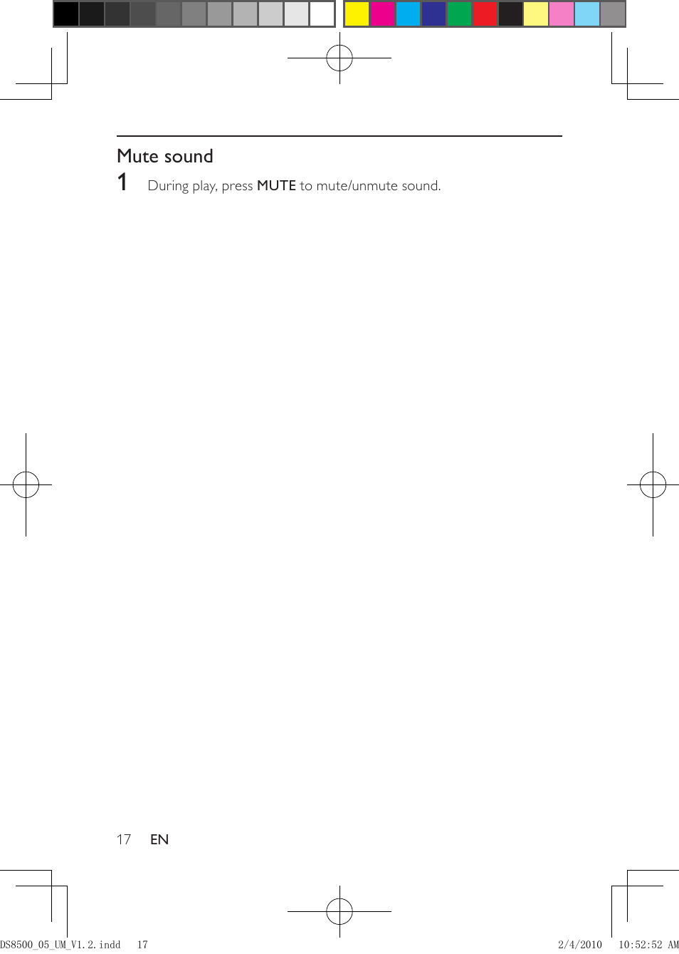 Mute sound | Philips DS8500-05 User Manual | Page 17 / 20