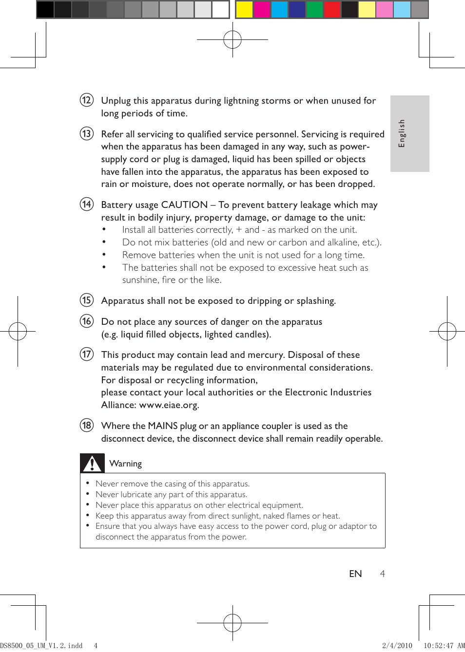 Notice | Philips DS8500-05 User Manual | Page 4 / 20