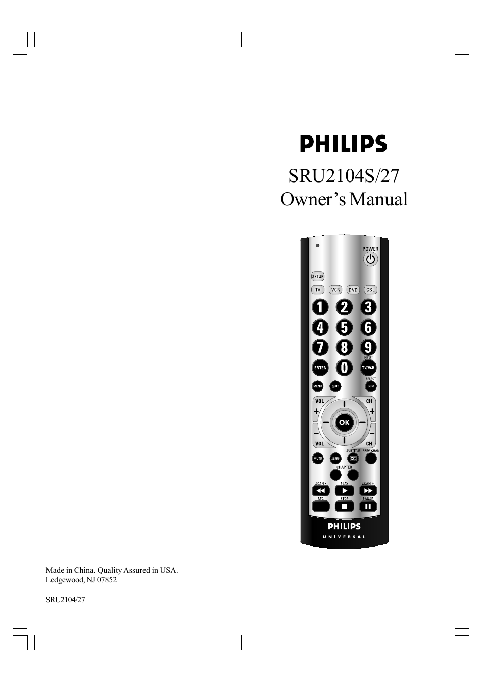 Philips SRU2104S-27 User Manual | 22 pages