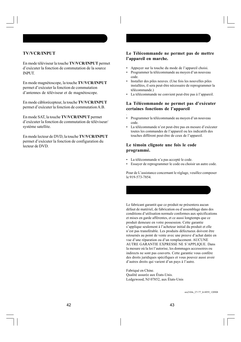 Dépannage configuration (suite), Garantie a vie limitée | Philips SRU2104S-27 User Manual | Page 22 / 22