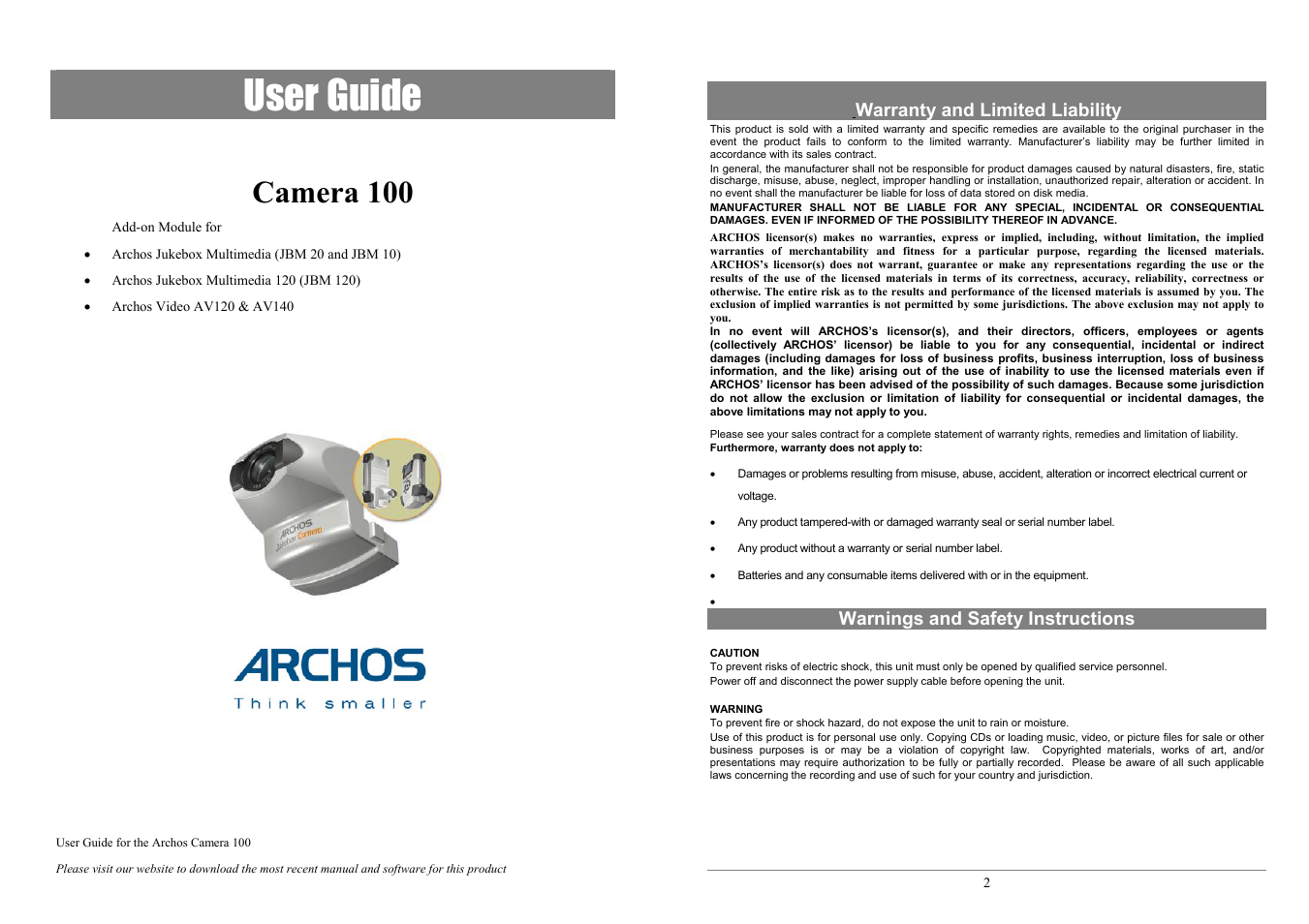 ARCHOS JBM 10 User Manual | 6 pages