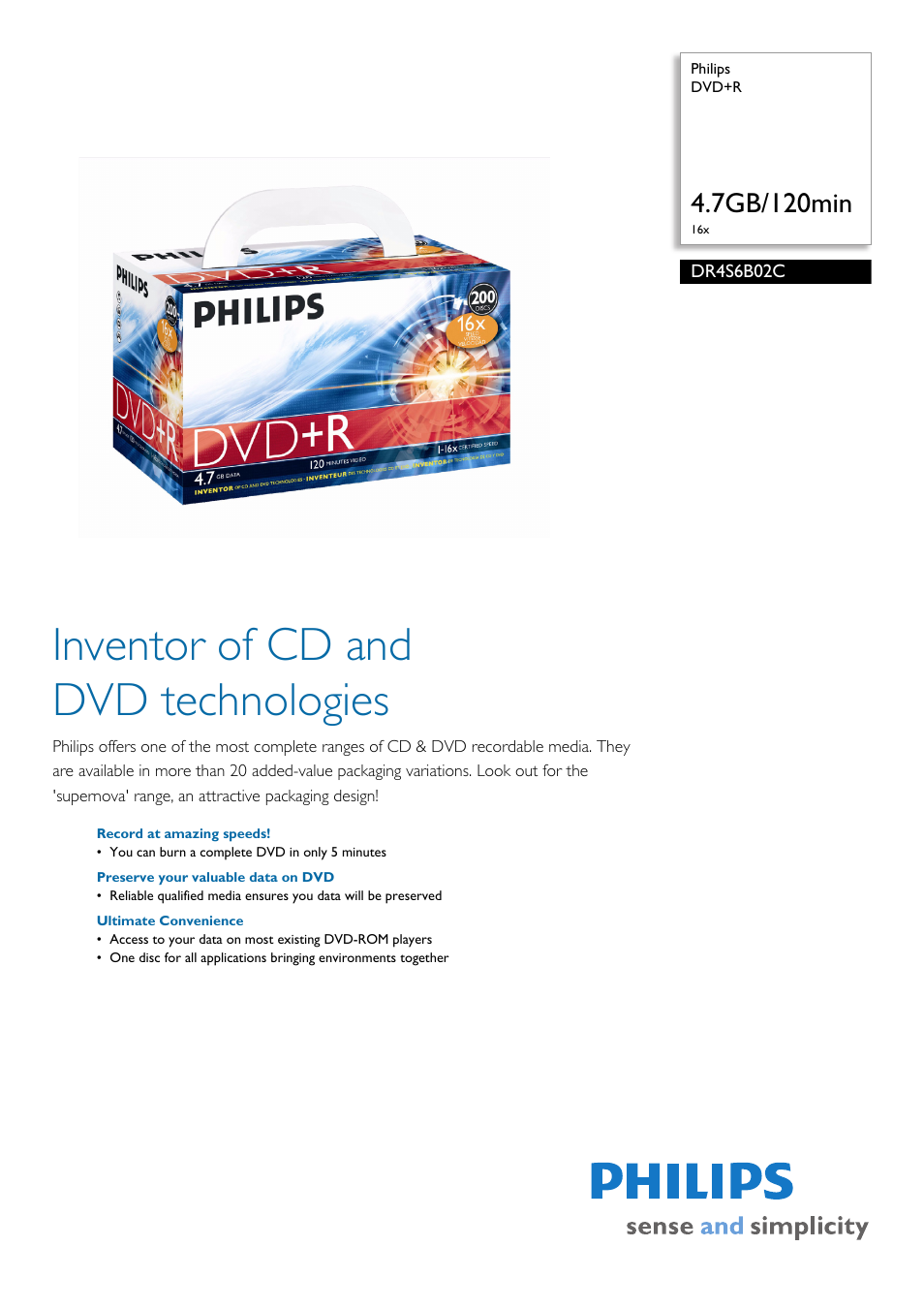 Philips DR4S6B02C-17 User Manual | 2 pages