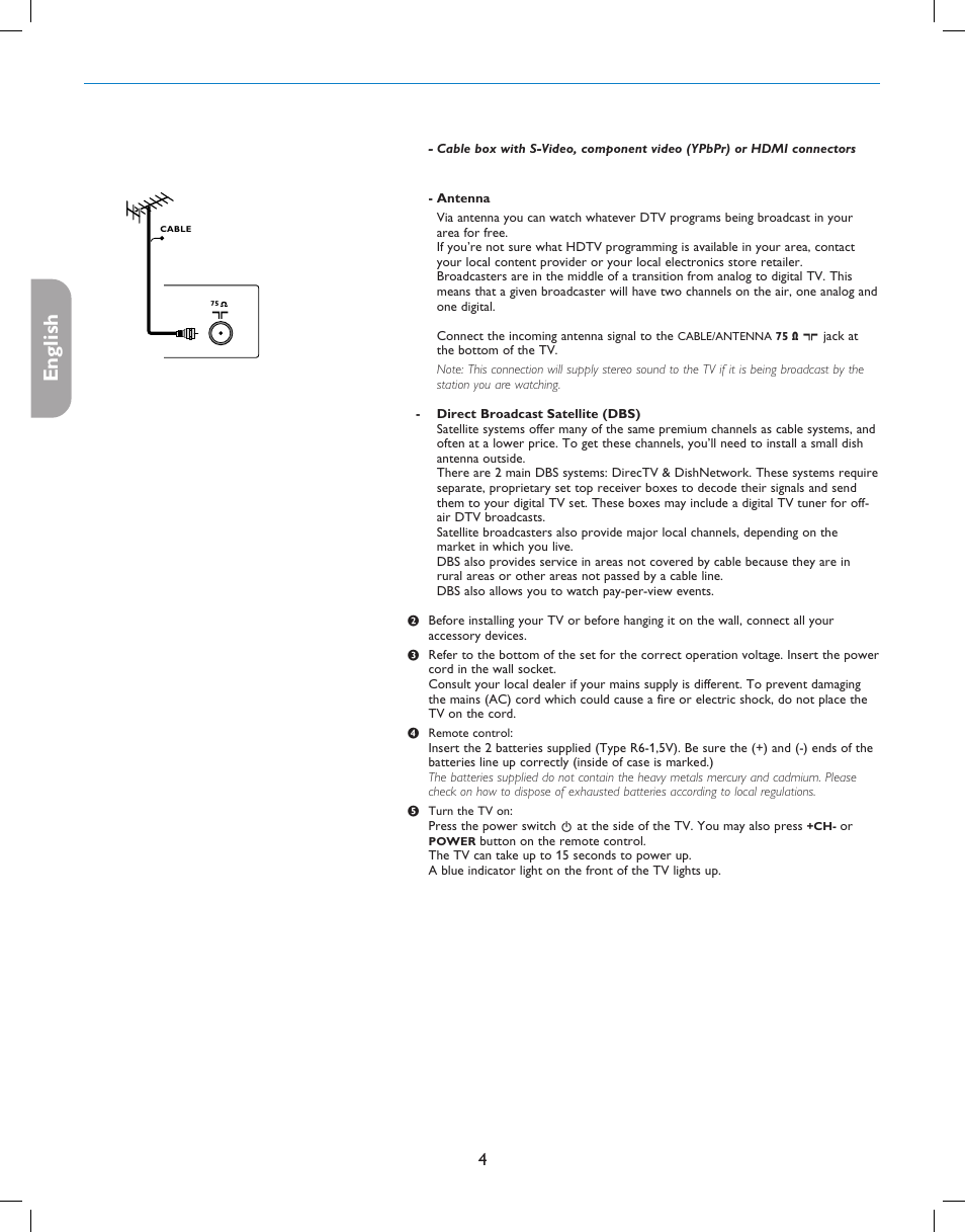 English française español | Philips digital widescreen flat TV 37PFL5332D 37" LCD integrated digital with Pixel Plus 3 HD User Manual | Page 8 / 124