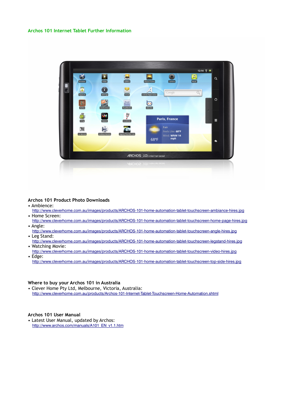 ARCHOS 101 User Manual | Page 7 / 7