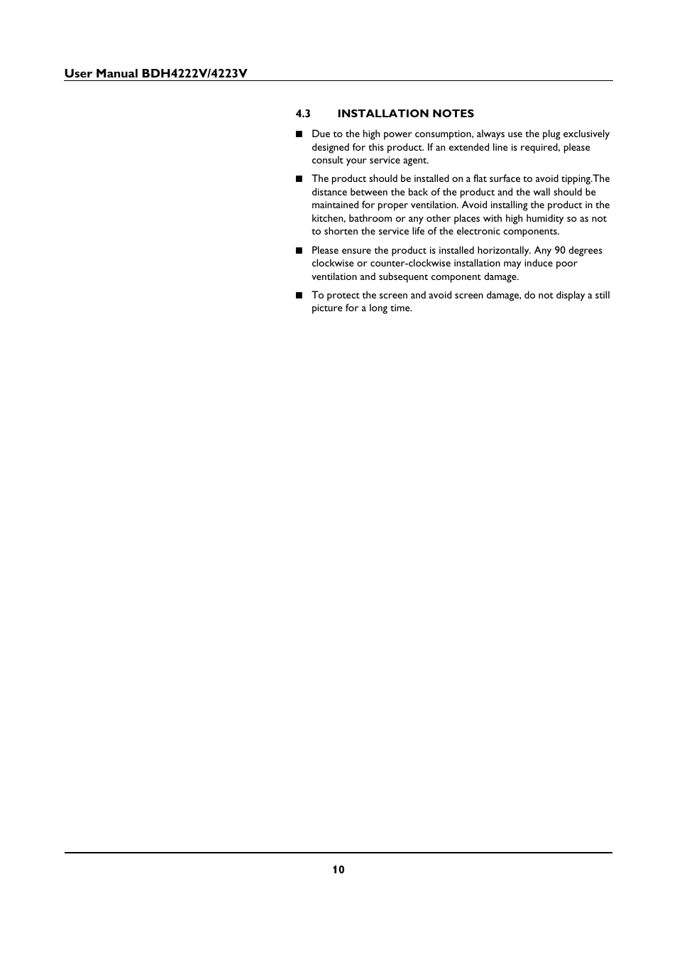 3 installation notes | Philips BDH4223V-27B User Manual | Page 14 / 64