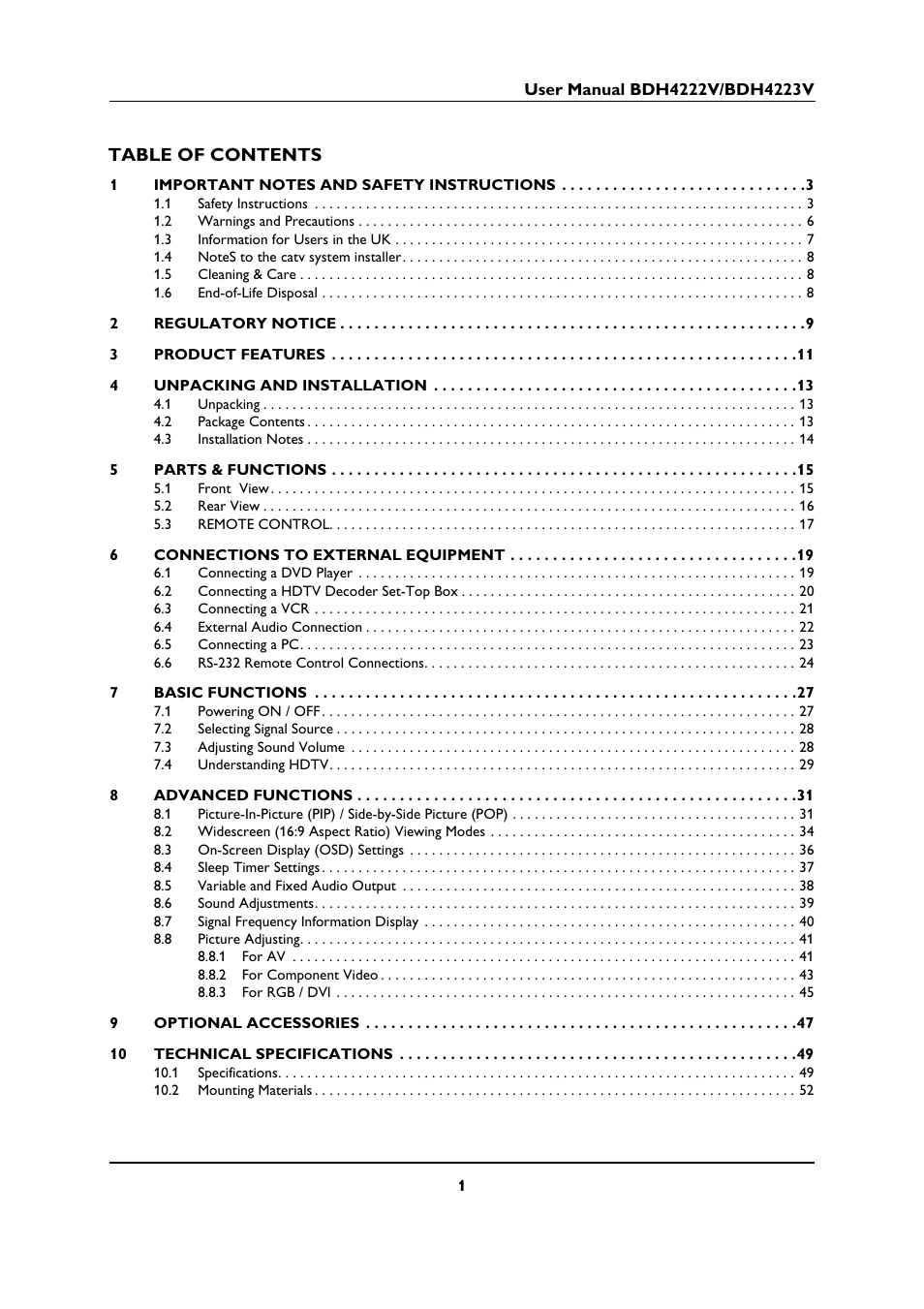 Philips BDH4223V-27B User Manual | Page 3 / 64