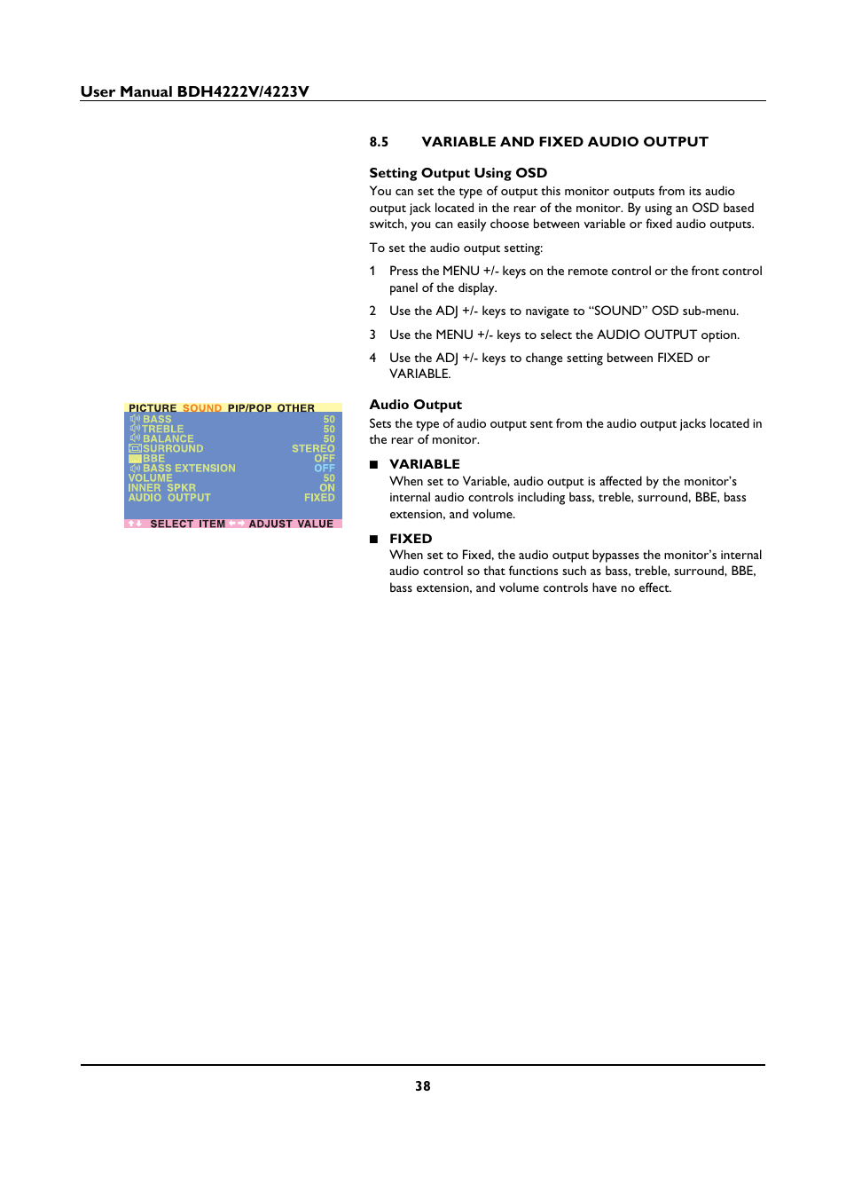 5 variable and fixed audio output | Philips BDH4223V-27B User Manual | Page 42 / 64