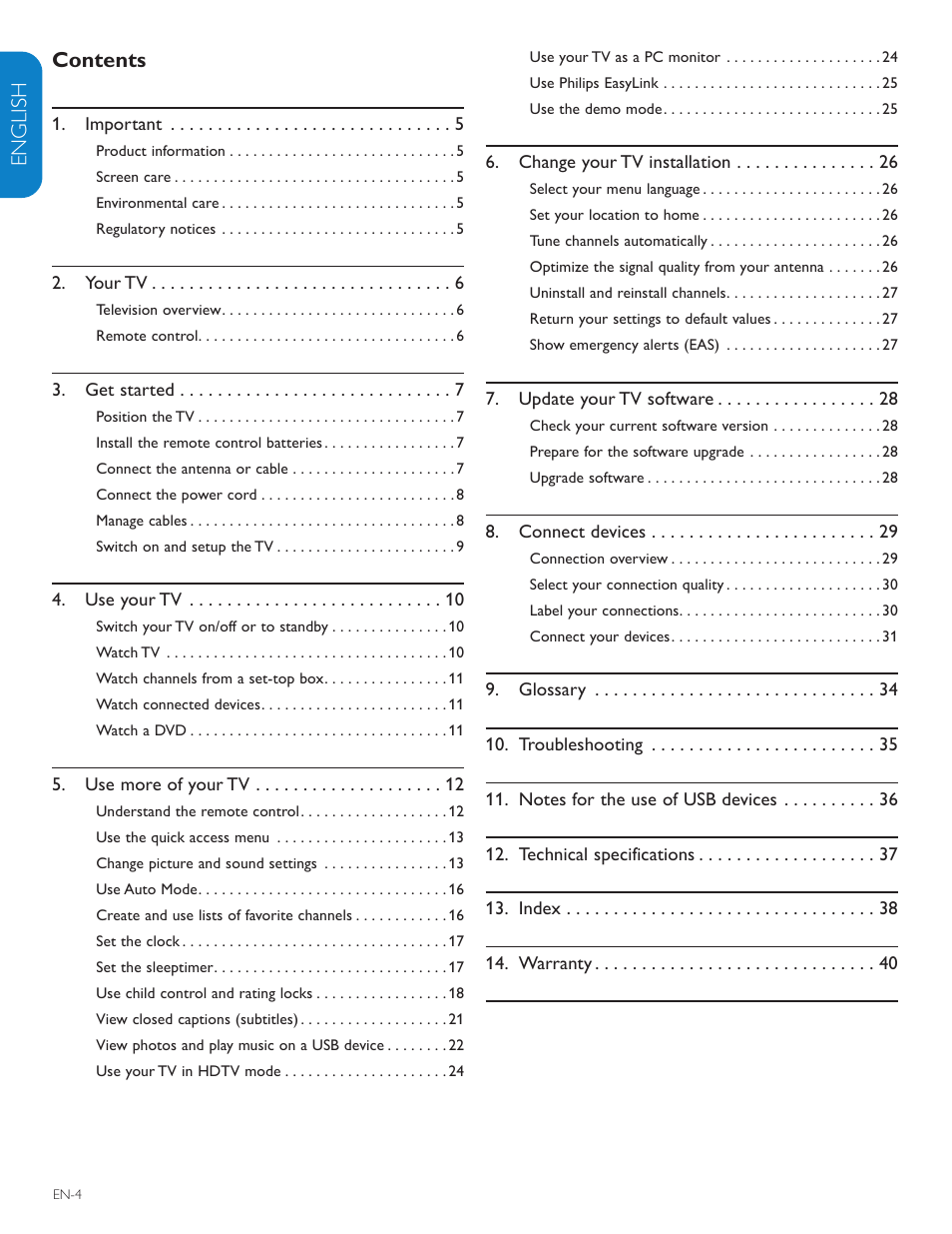 Philips 42PFL7403D-27 User Manual | Page 6 / 44
