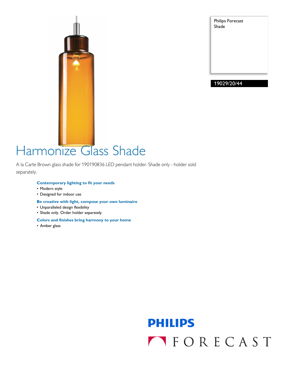 Philips Forecast Shade 19029-20-44 User Manual | 2 pages