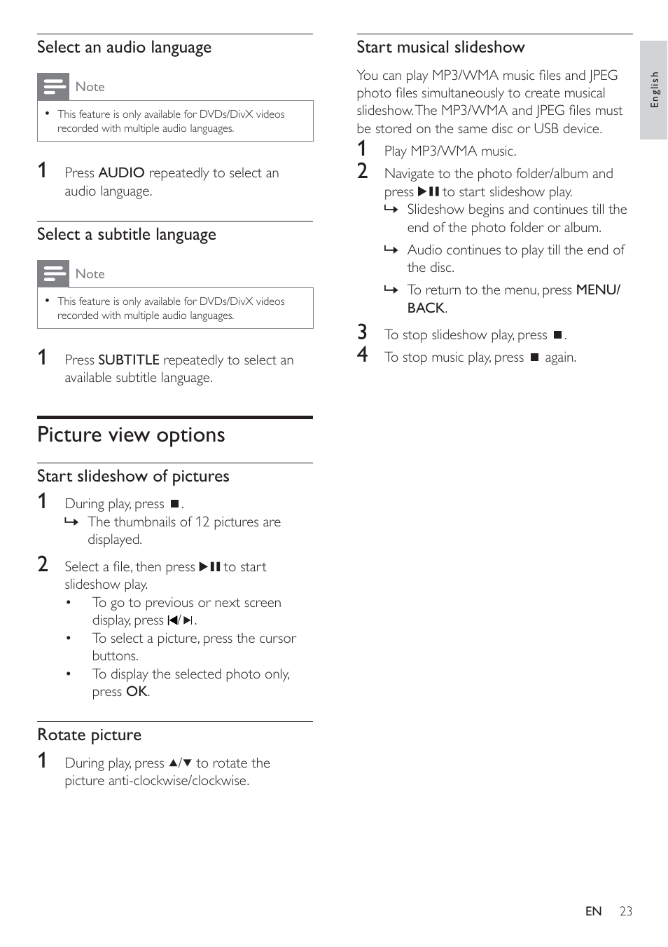 Picture view options | Philips HSB2351-F7B User Manual | Page 22 / 38