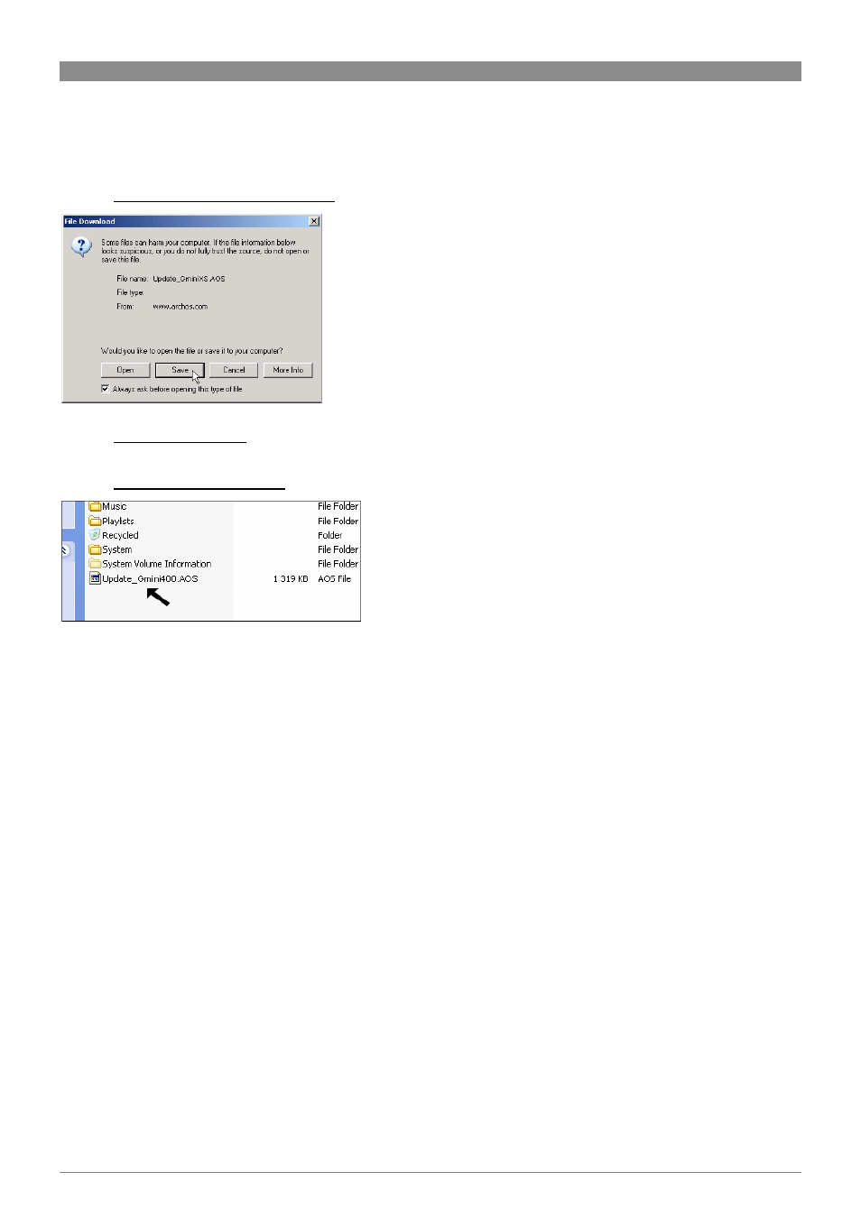 9updating the gmini xs firmware | ARCHOS XS series User Manual | Page 17 / 22