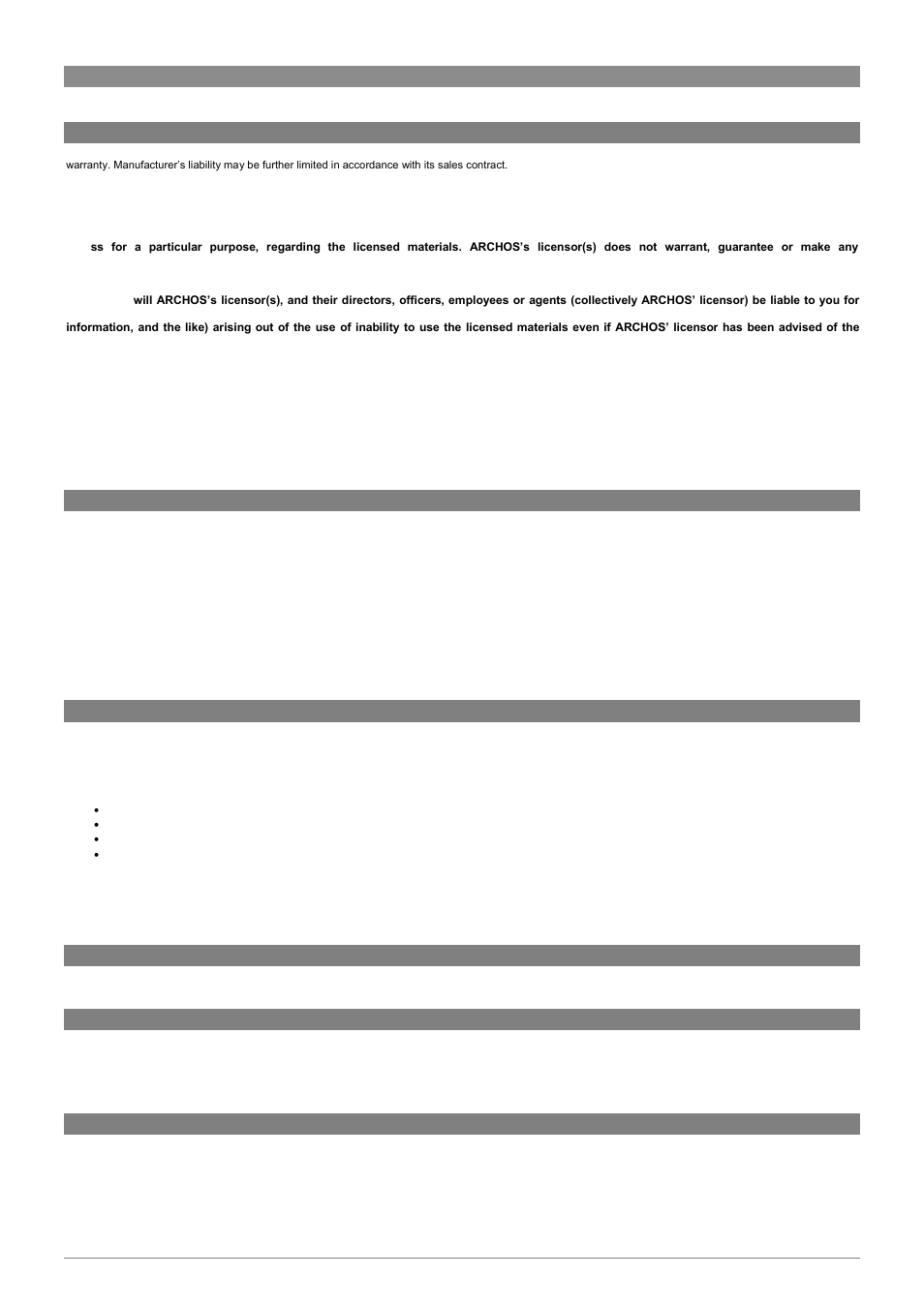 13 legal and safety notices, Warranty and limited liability, Warnings and safety instructions | Fcc compliance statement, Electrostatic discharge, Avoiding hearing damage, Copyright notice | ARCHOS XS series User Manual | Page 22 / 22