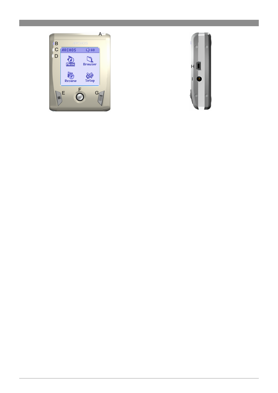 1ports, buttons, and connections | ARCHOS XS series User Manual | Page 3 / 22