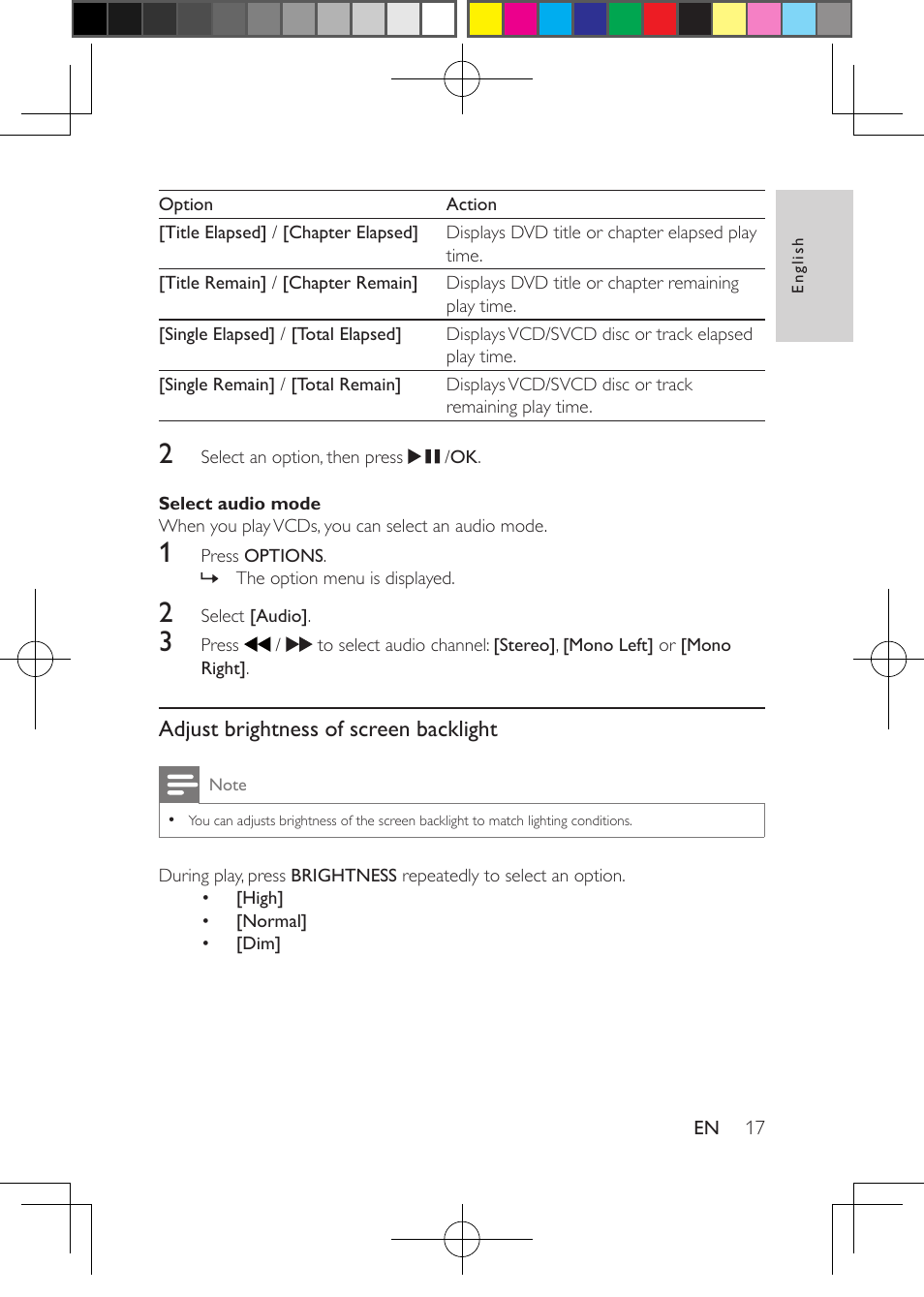 Repeat, Display play time | Philips PD7016-37 User Manual | Page 18 / 26