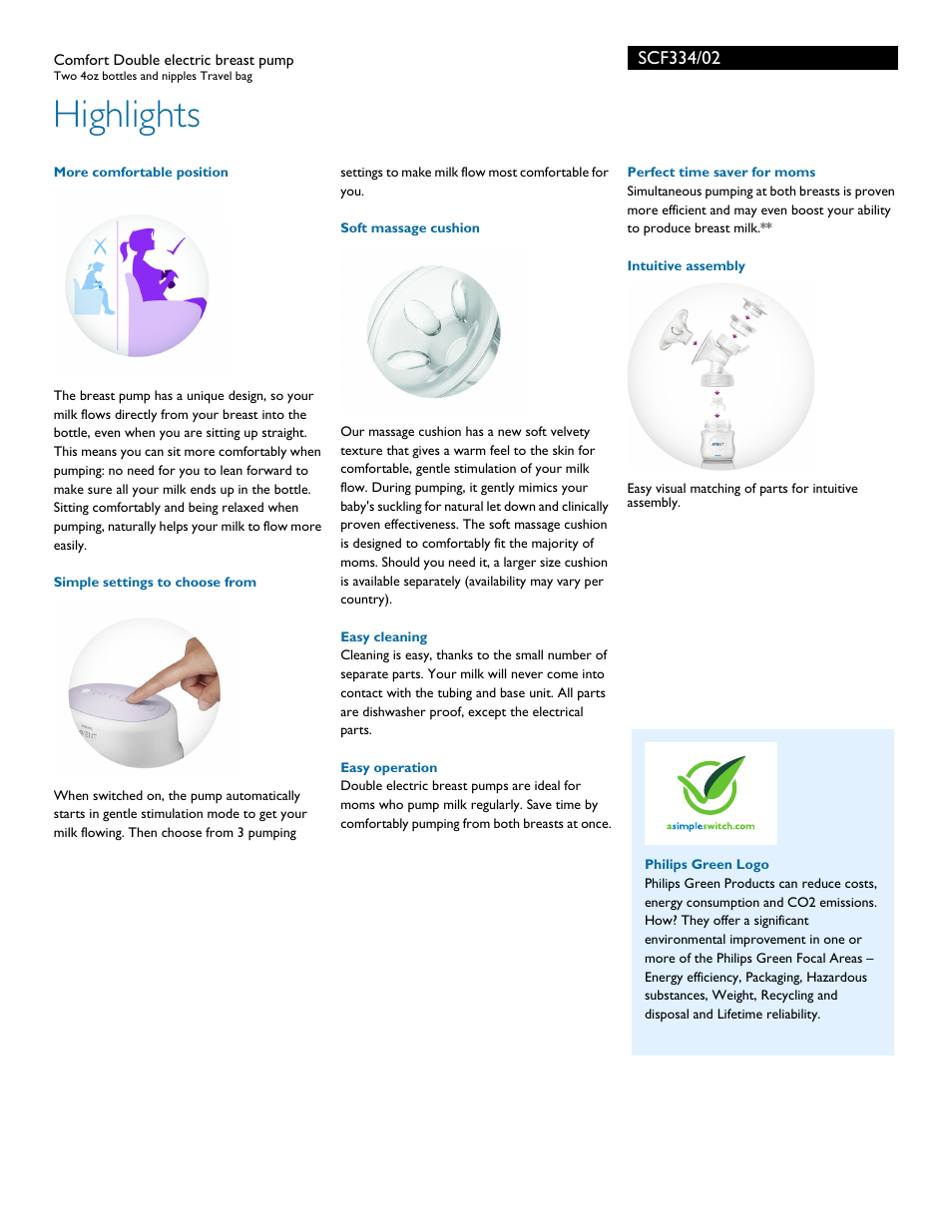 Highlights | Philips SCF334-02 User Manual | Page 2 / 3