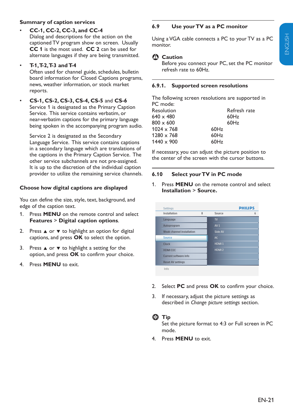 En-21 | Philips 19" LCD TV Digital Crystal Clear User Manual | Page 22 / 35