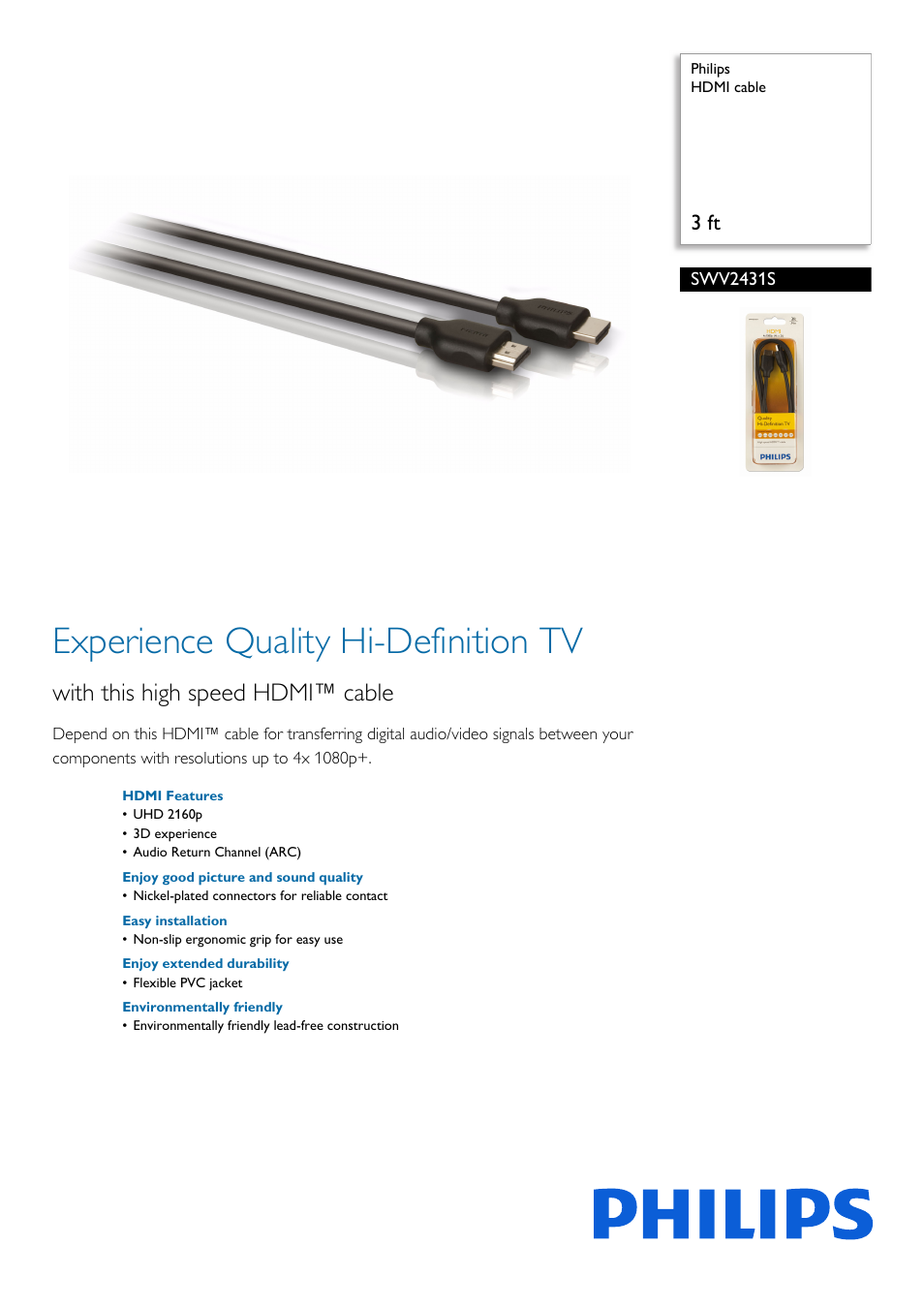 Philips SWV2431S-17 User Manual | 2 pages