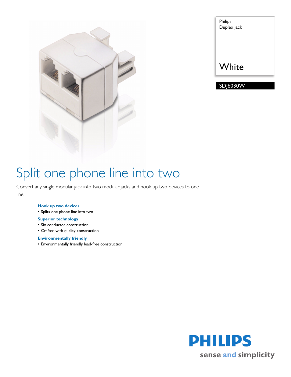 Philips SDJ6030W-17 User Manual | 2 pages