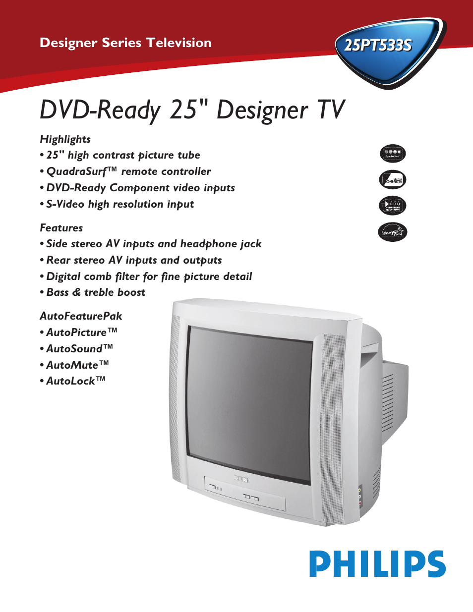 Philips 25PT533S User Manual | 2 pages