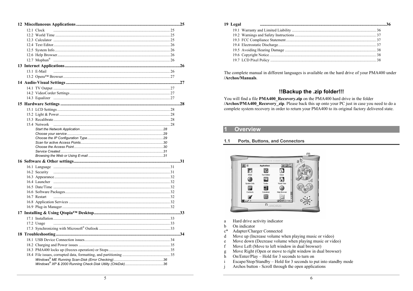 ARCHOS PMA400TM User Manual | Page 3 / 96