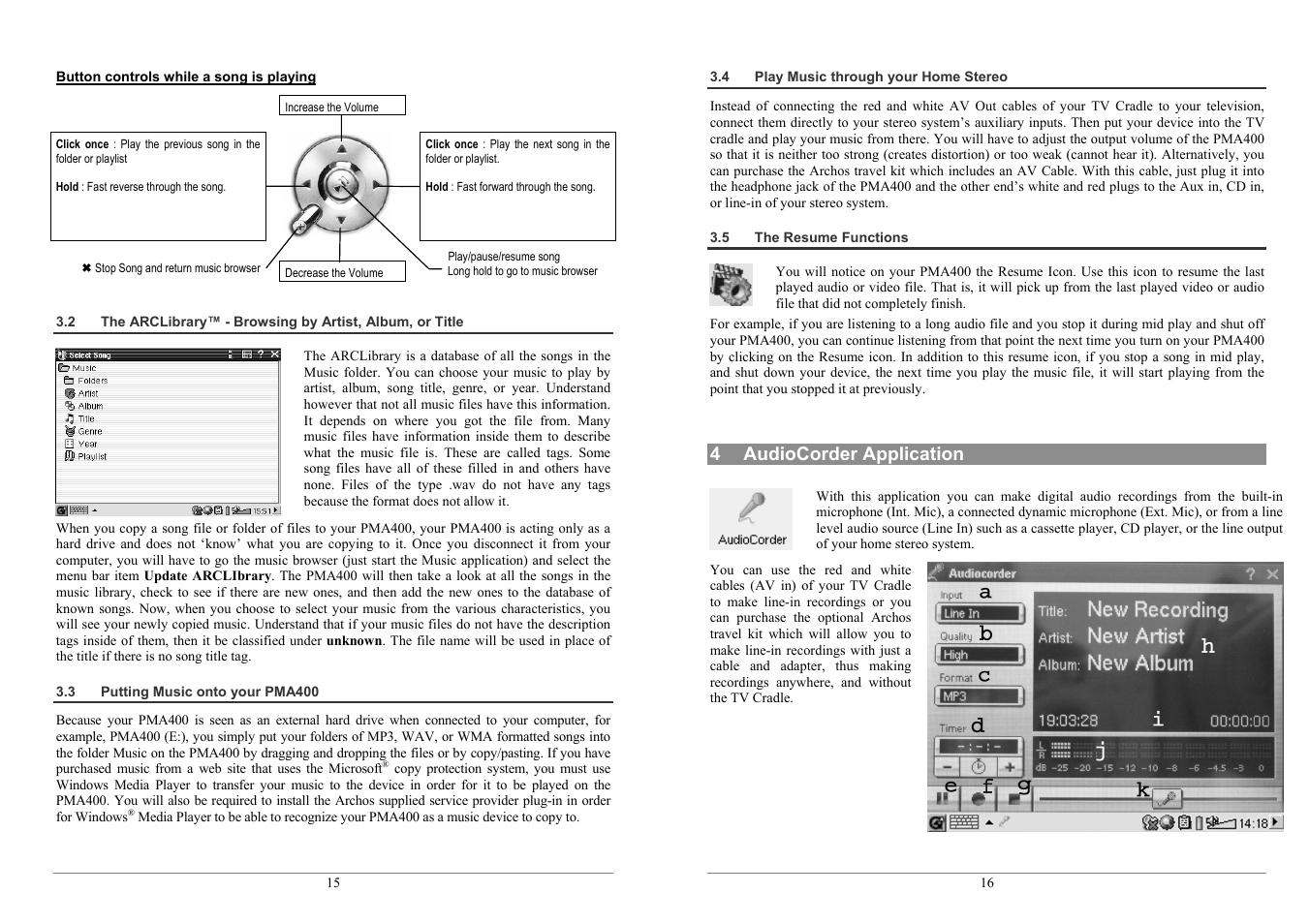 ARCHOS PMA400TM User Manual | Page 8 / 96