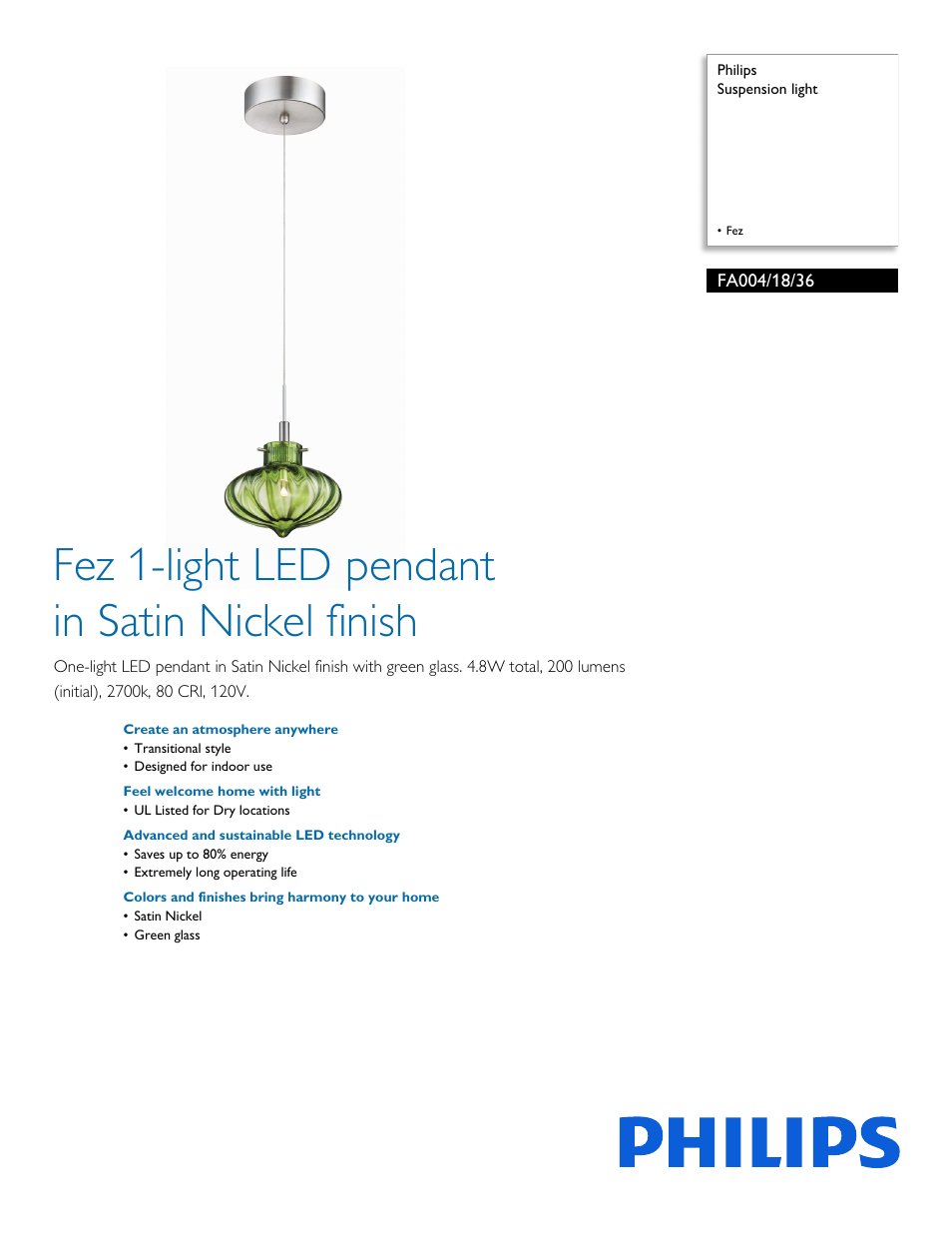 Philips FA0041836 User Manual | 2 pages