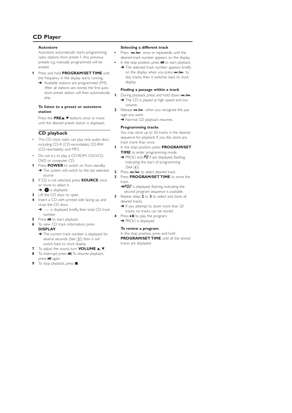 Cd player, Cd playback, Avis | Philips AJ130B-37B User Manual | Page 10 / 15