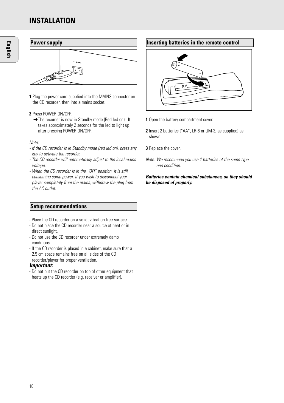 Installation | Philips CDR778BK99 User Manual | Page 10 / 27