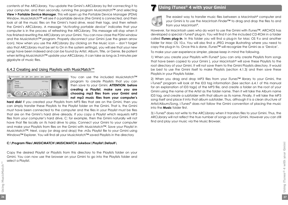 Using itunes, 4 with your gmini | ARCHOS Gmini200 User Manual | Page 19 / 24