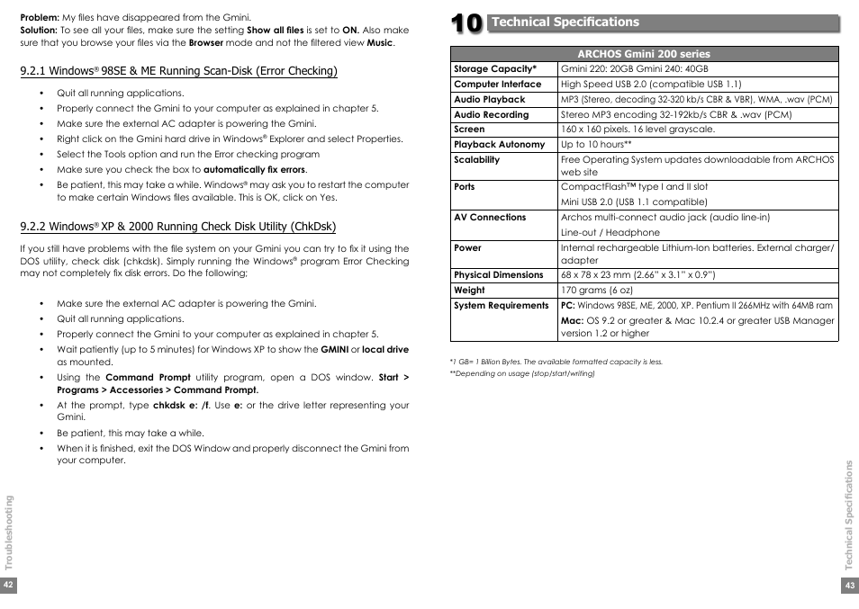 ARCHOS Gmini200 User Manual | Page 22 / 24