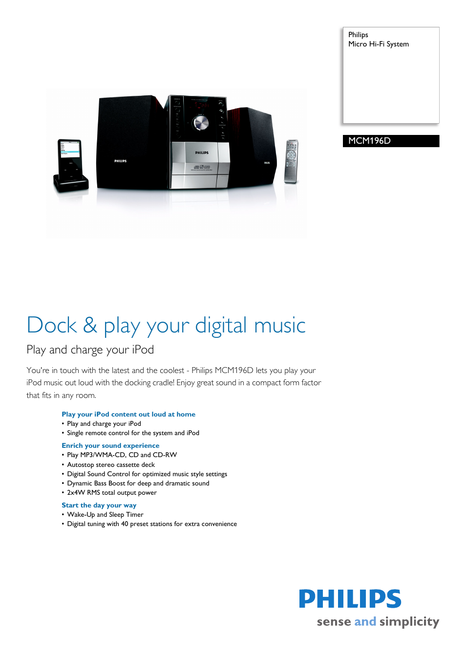 Philips MCM196D-37B User Manual | 3 pages