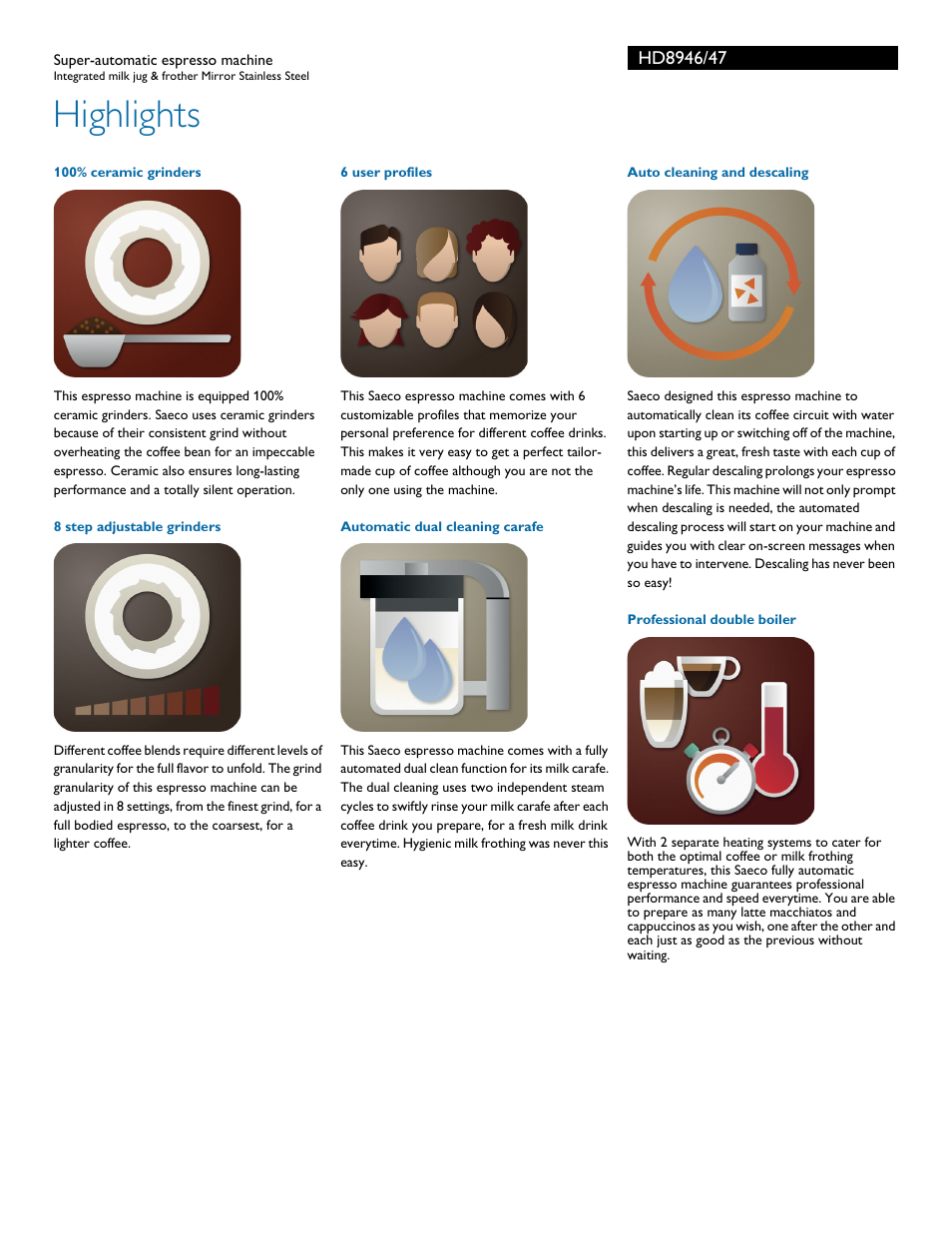 Highlights | Philips HD8946-47 User Manual | Page 2 / 3