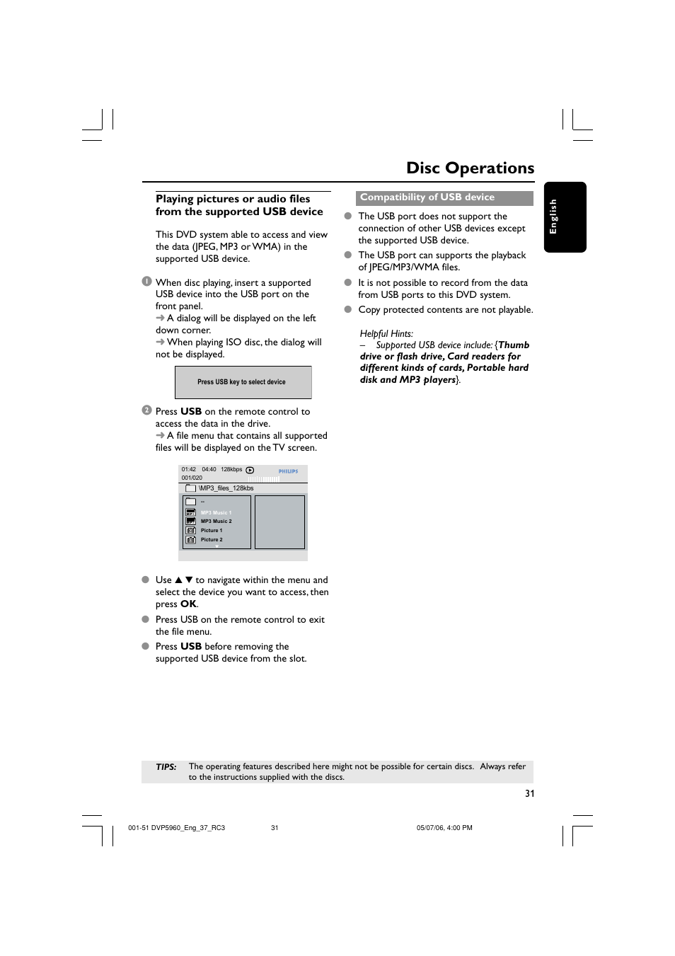 Disc operations | Philips DVP5960-37B User Manual | Page 31 / 51