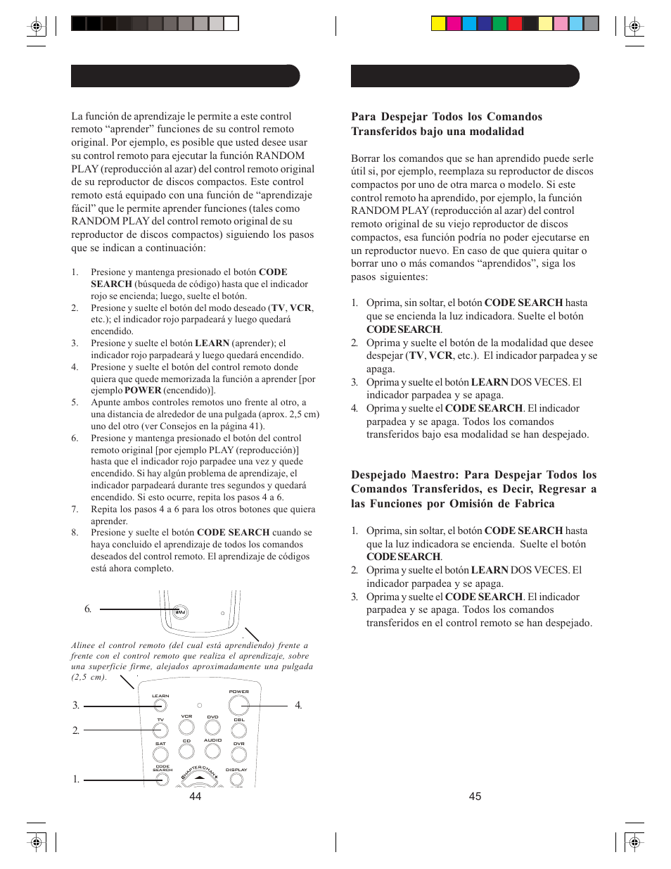 Despejando comandos, Aprendizaje de comandos | Philips US2-PMDVR8W User Manual | Page 23 / 39