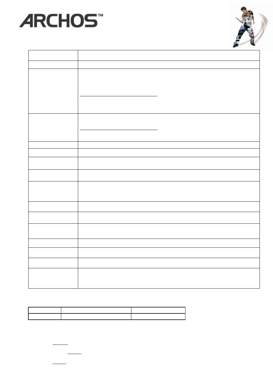 Technical specifications, Pn and upc code | ARCHOS 404 User Manual | Page 3 / 4