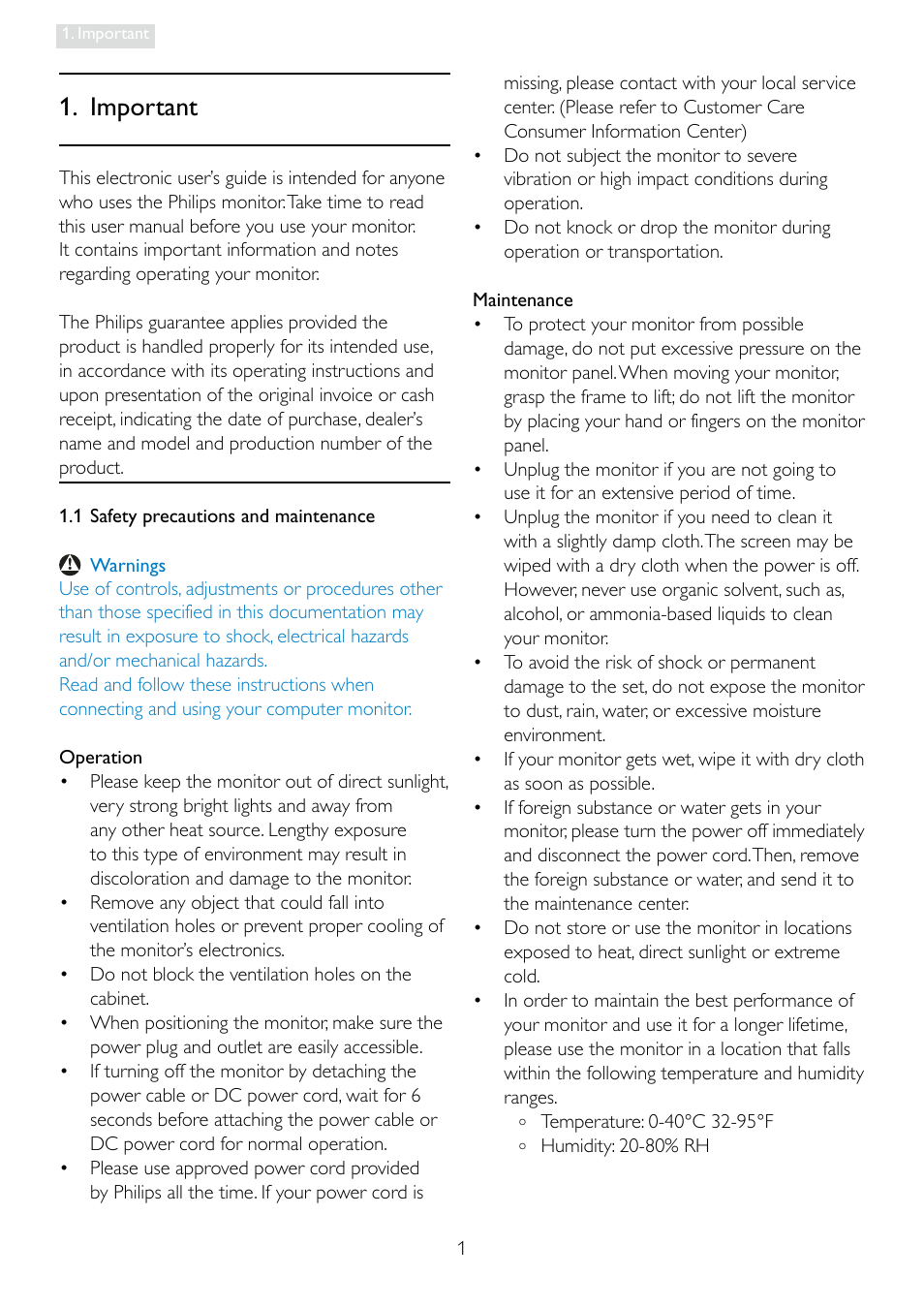 Important | Philips 228C3LHSB-00 User Manual | Page 3 / 48