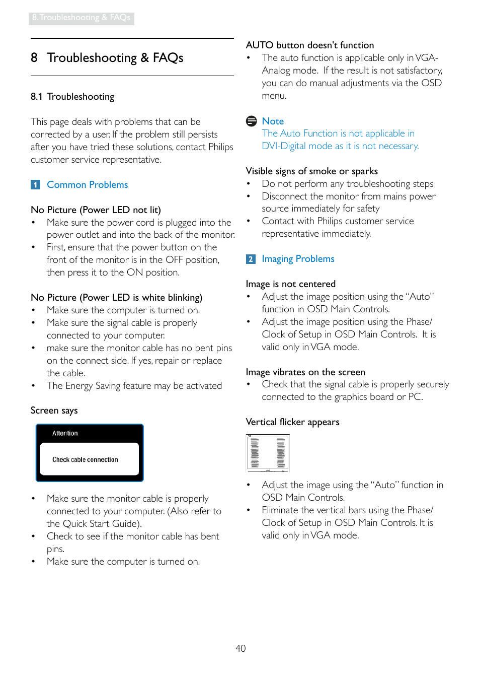 8 troubleshooting & faqs | Philips 228C3LHSB-00 User Manual | Page 42 / 48