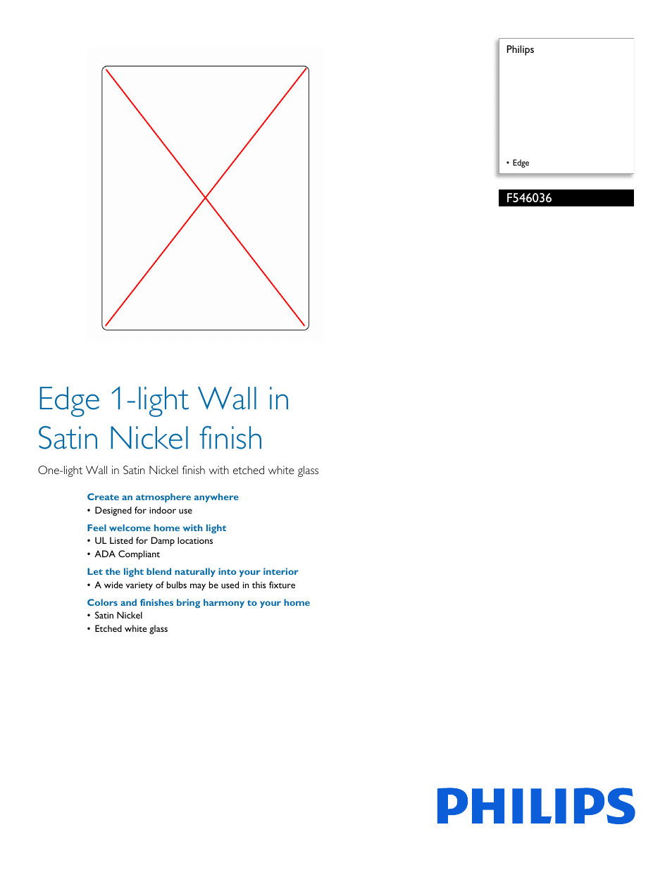 Philips F546036 User Manual | 2 pages