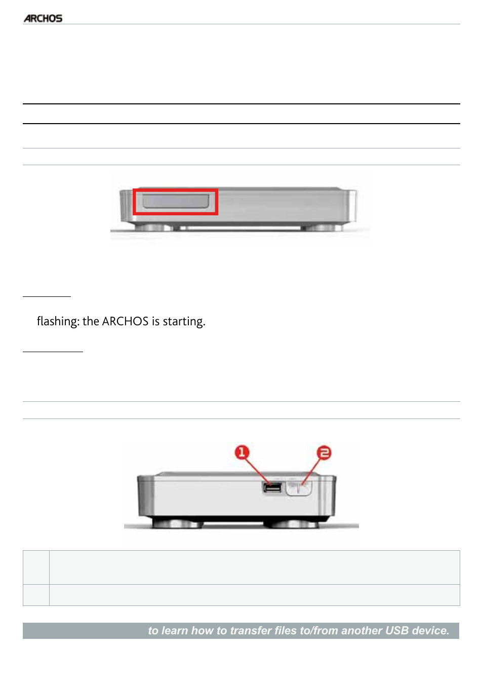 Starting up, Description of the archos device | ARCHOS TV Plus 500973 User Manual | Page 4 / 79