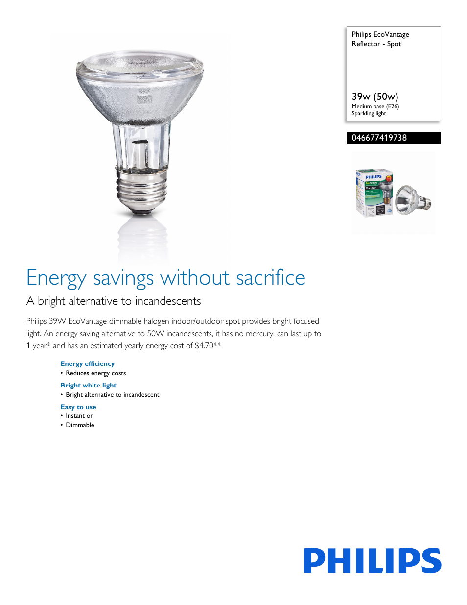 Philips 046677419738 User Manual | 2 pages