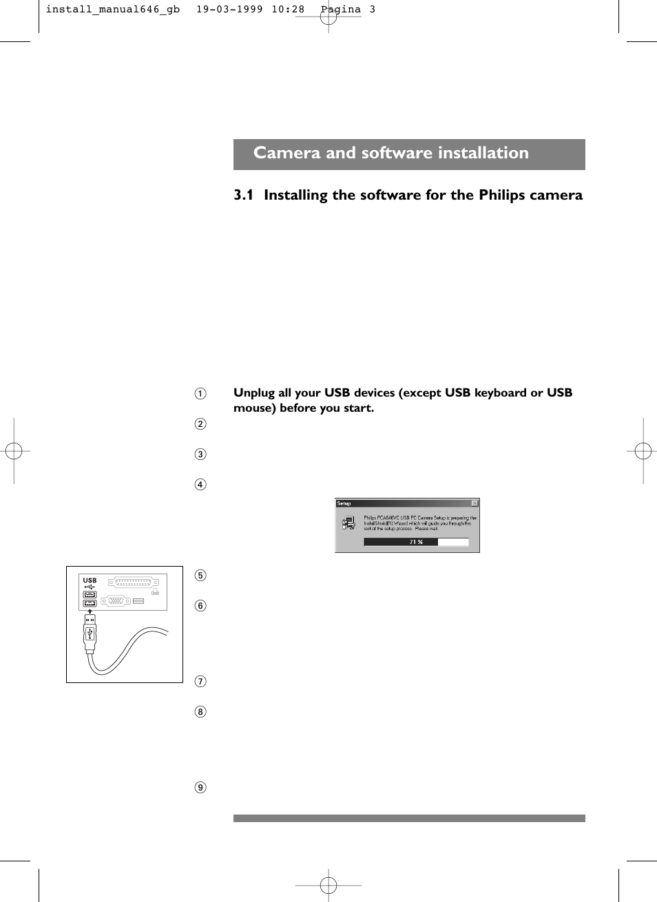 Camera and software installation | Philips PCA646VC User Manual | Page 4 / 26