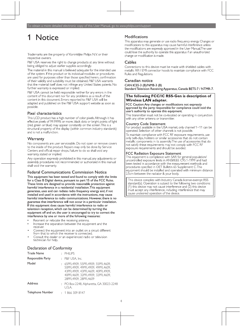 1rwlfh | Philips 49PFL4909-F7 User Manual | Page 4 / 19