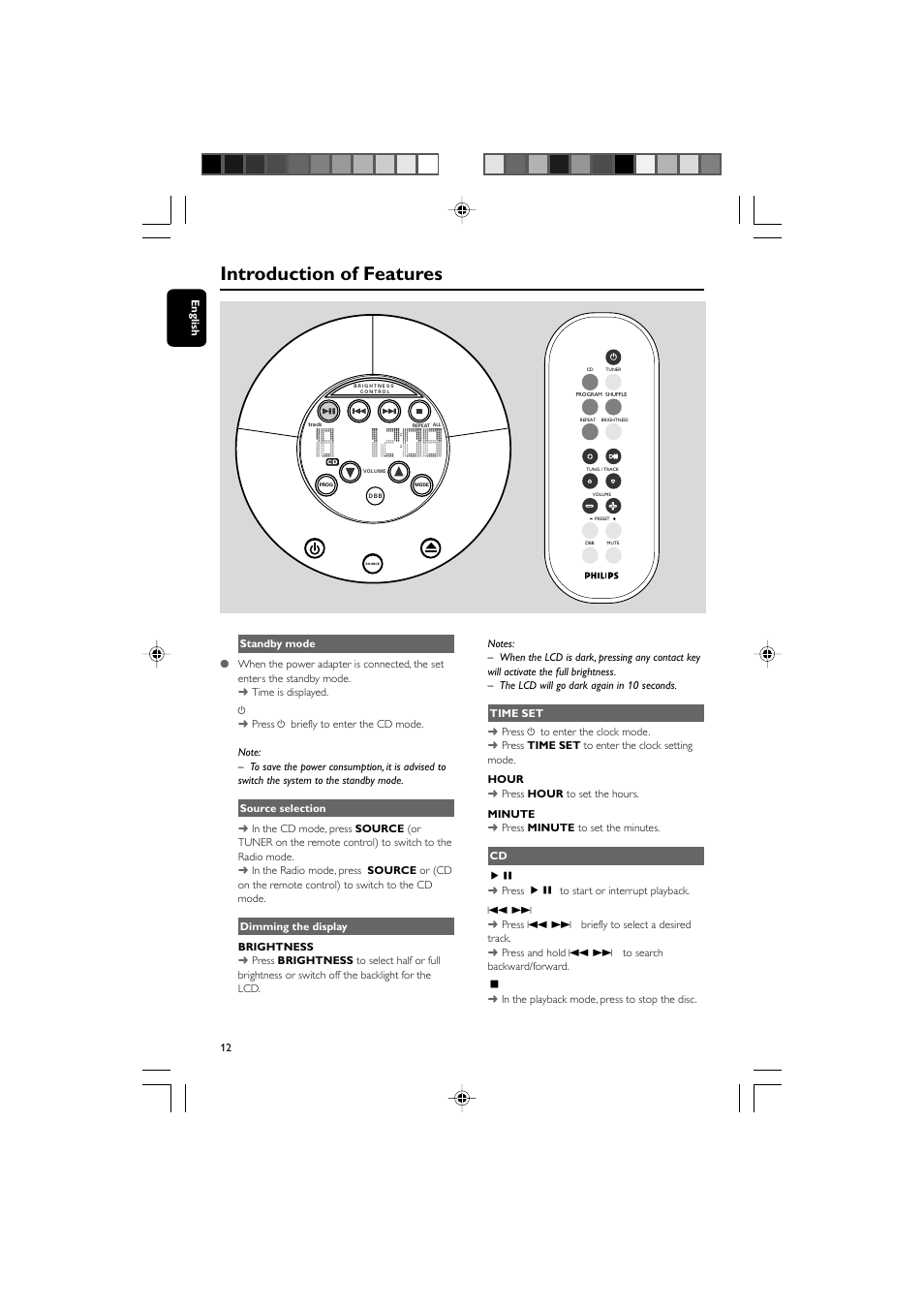 Introduction of features | Philips PSS010-17 User Manual | Page 12 / 20