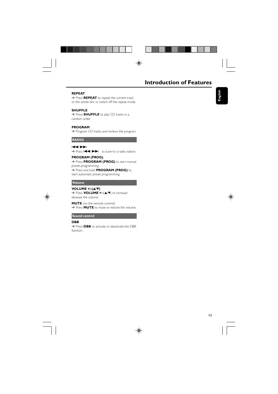 Introduction of features | Philips PSS010-17 User Manual | Page 13 / 20