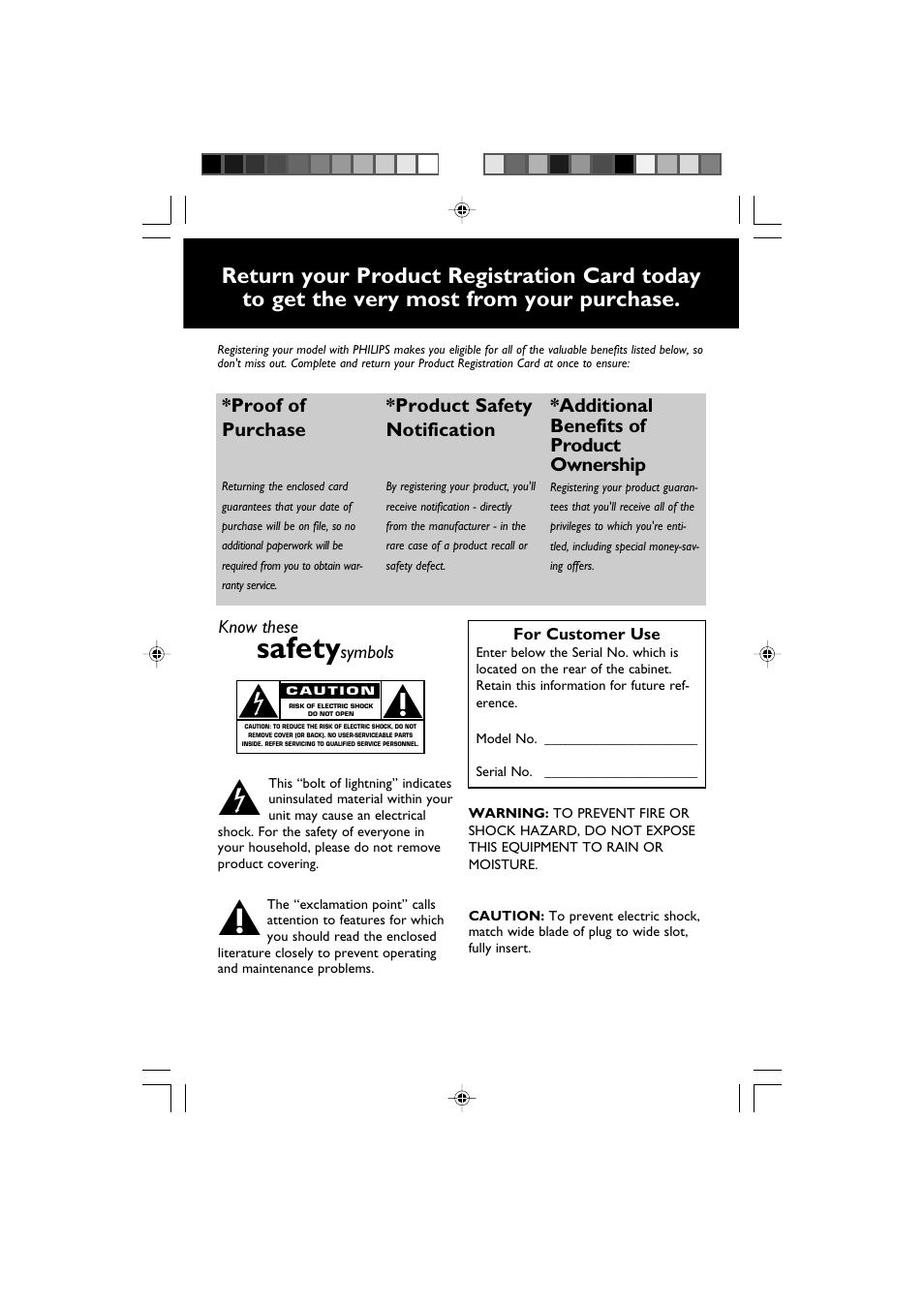Safety, Proof of purchase, Product safety notification | Additional benefits of product ownership | Philips PSS010-17 User Manual | Page 4 / 20
