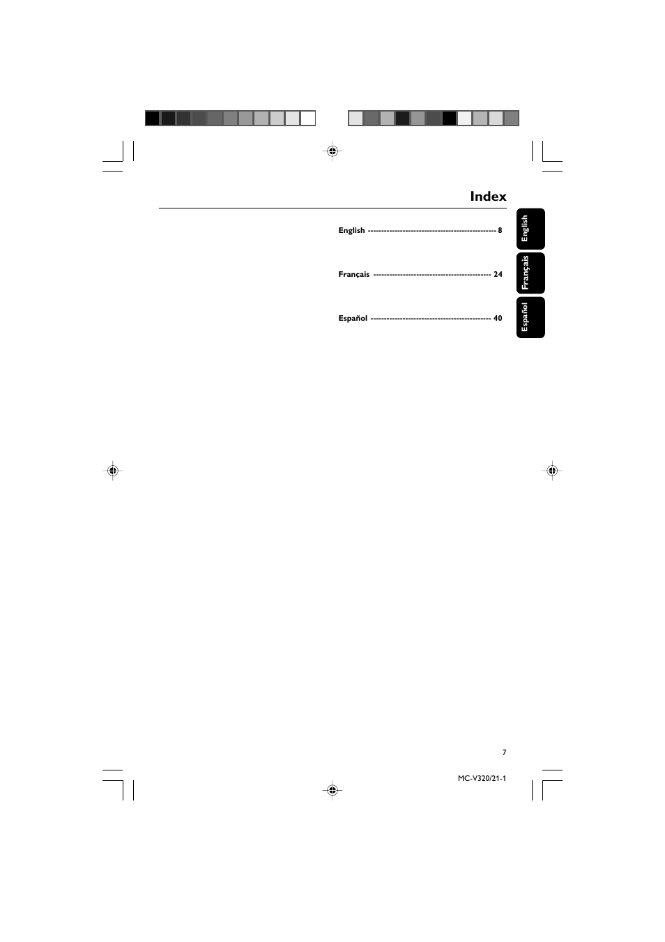 Index | Philips PSS010-17 User Manual | Page 7 / 20