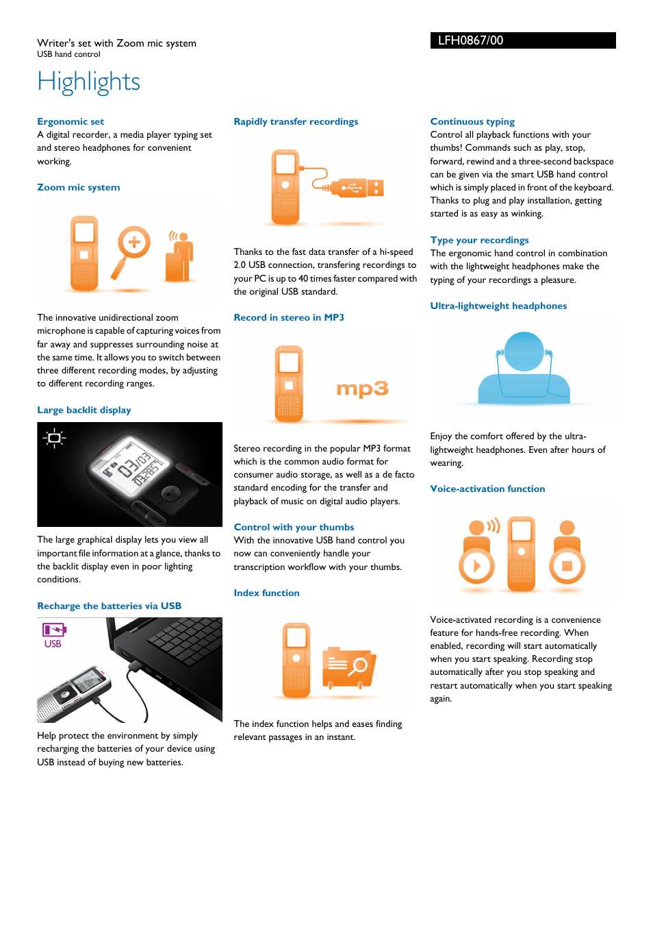 Highlights | Philips LFH0867-00 User Manual | Page 2 / 3