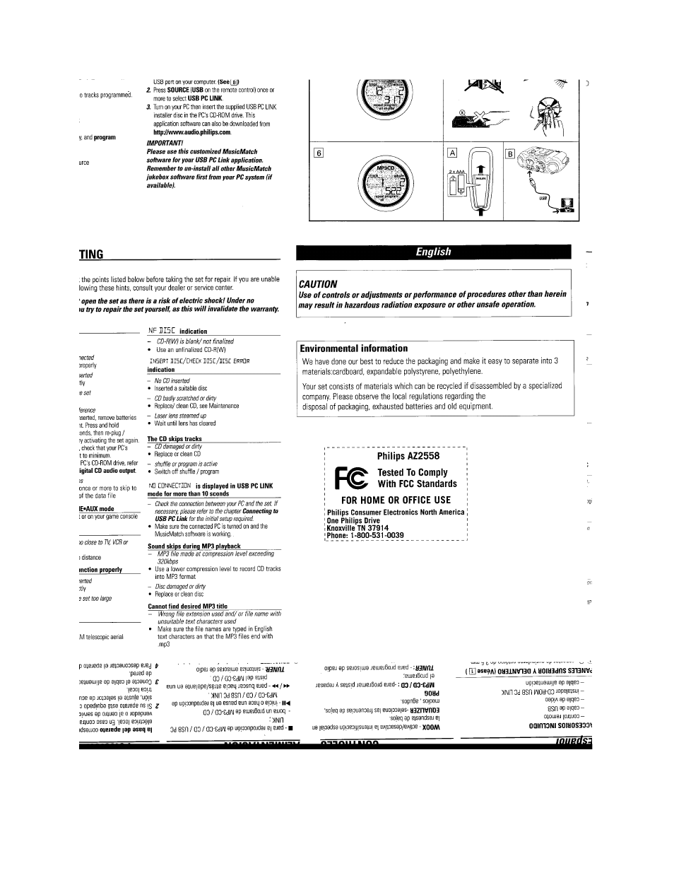 Ting | Philips AZ2558-17B User Manual | Page 4 / 8