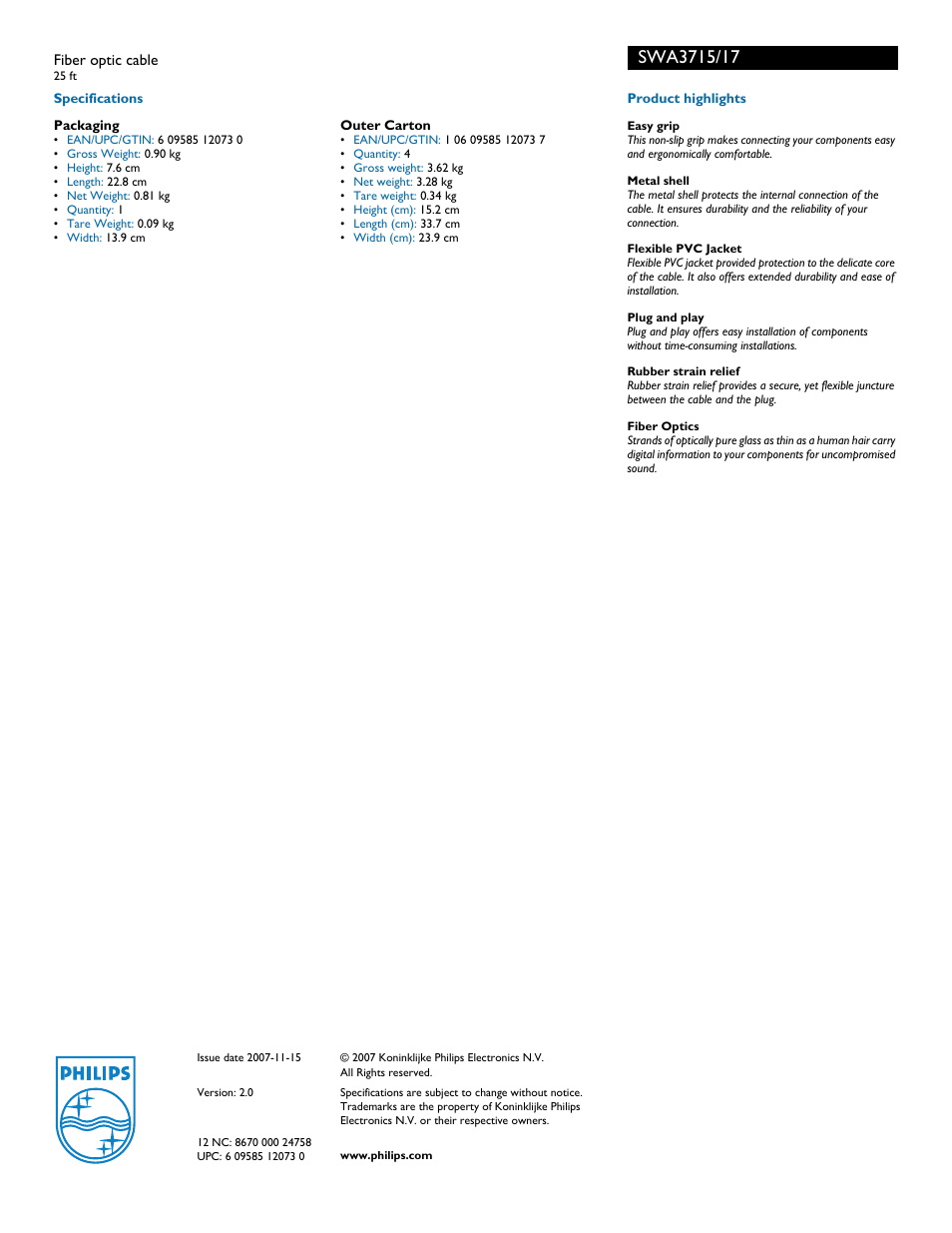 Philips SWA3715-17 User Manual | Page 2 / 2