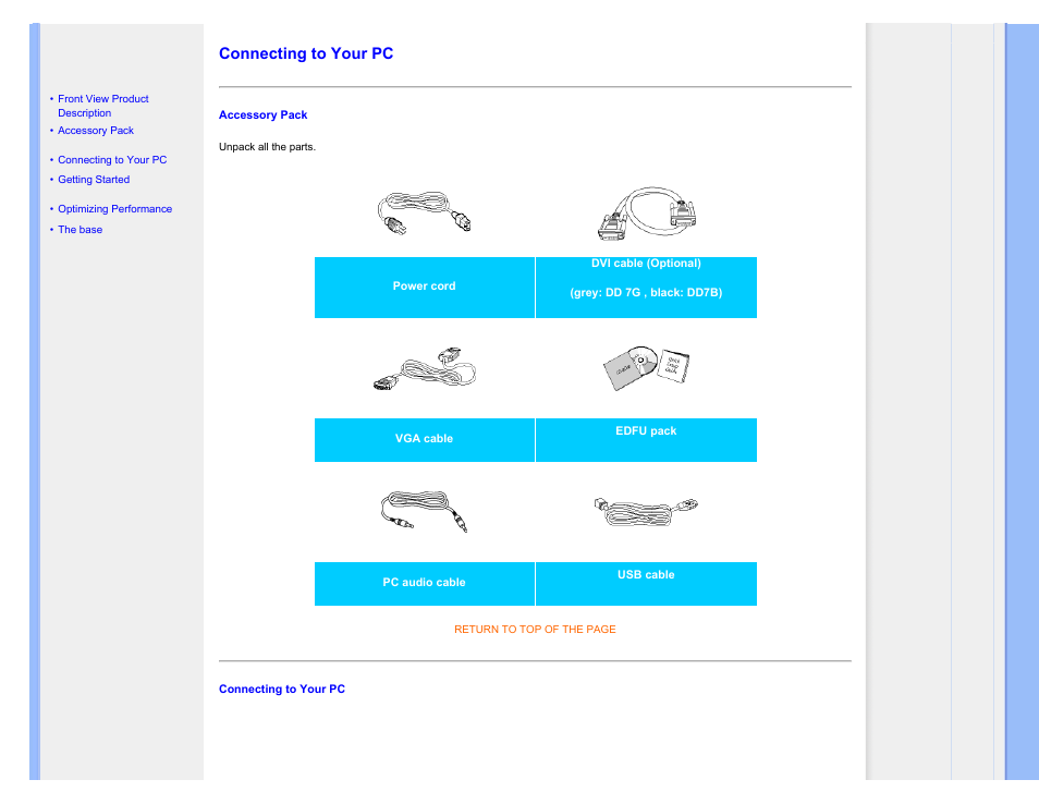 Connecting to your pc | Philips 190B7CS-27 User Manual | Page 49 / 98